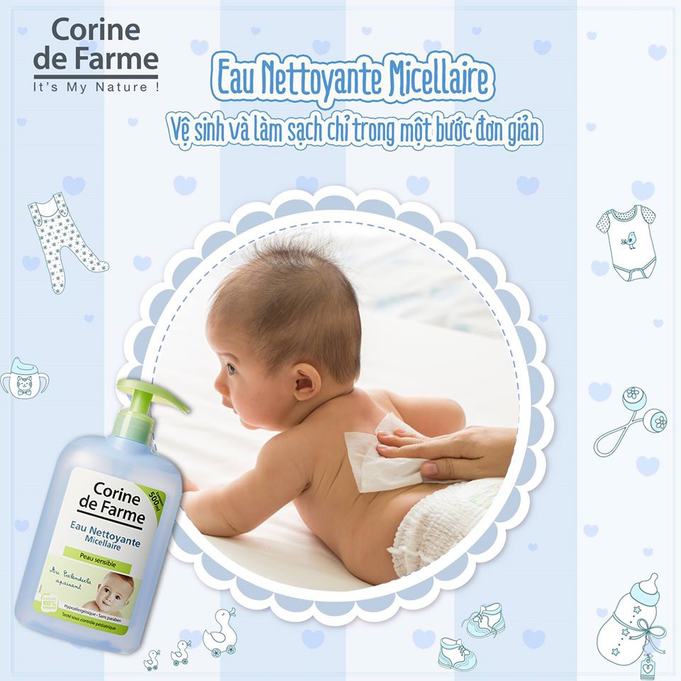 Nước vệ sinh cho bé Corine De Farme Eau Nettoyante Micellair 500ml