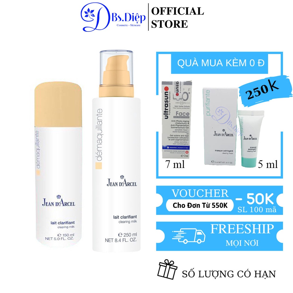Sữa rửa mặt Jean d’Arcel cho da dầu mụn và da khô nhạy cảm 150ml, 250ml, 500ml