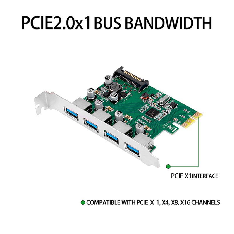 Thẻ Chuyển Đổi Pcie Sang 4 Cổng Usb 3.0 Pcie2.0