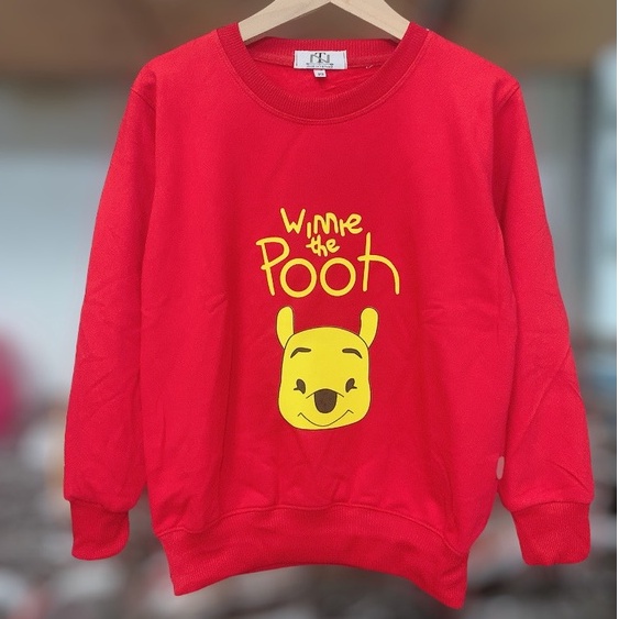 Áo sweater CONXINH form rộng nỉ trẻ em in Gấu Pooh,thời trang thu đông cho trẻ em từ 4 đến 10 tuổi