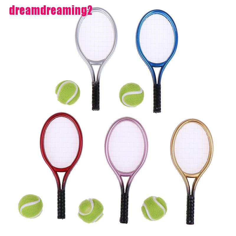 Bộ 2 Vợt Tennis Tỉ Lệ 1: 6 1: 12 Trang Trí Nhà Búp Bê