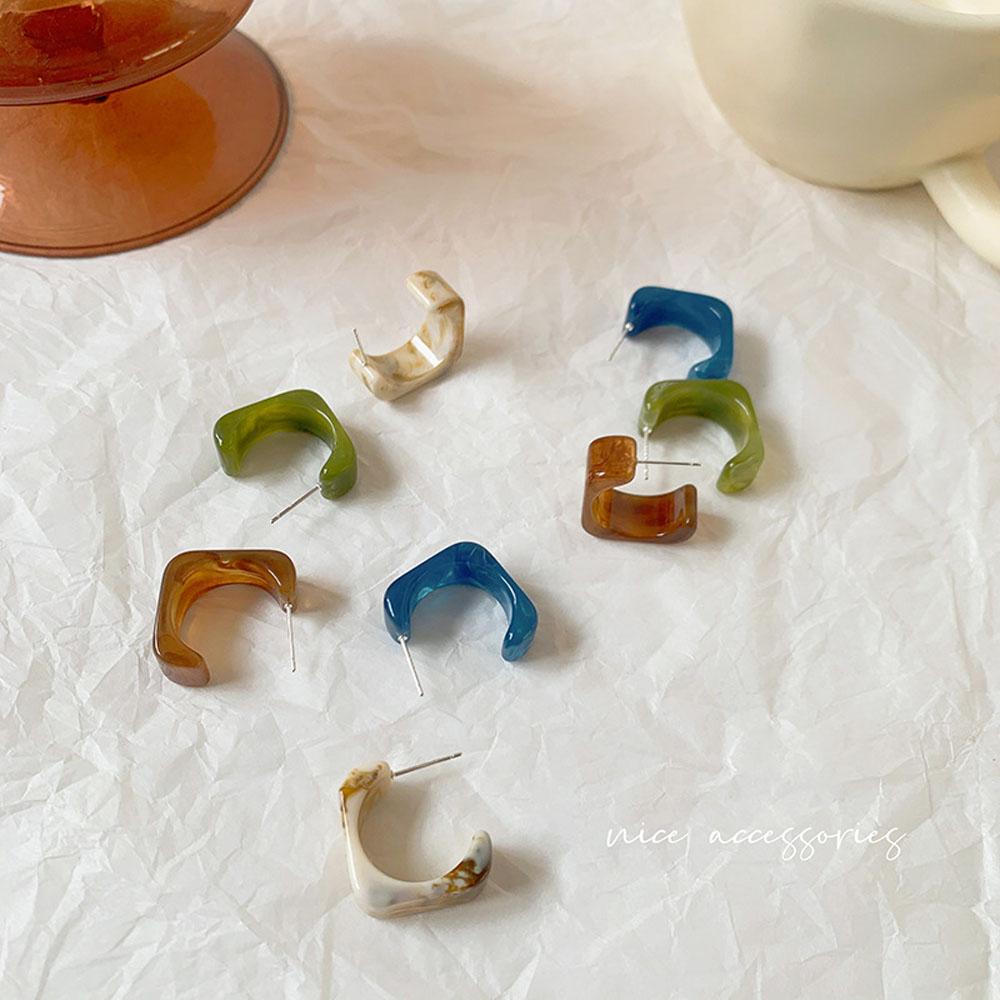 USNOW Bông Tai Hình Vuông Trong Suốt Thời Trang Cho Nữ