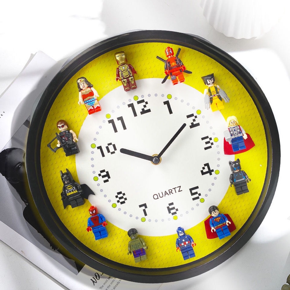 Đồng hồ trang trí trẻ em. Sixty one Đồng Hồ Treo Tường Lego Tương Thích Với Trẻ Em