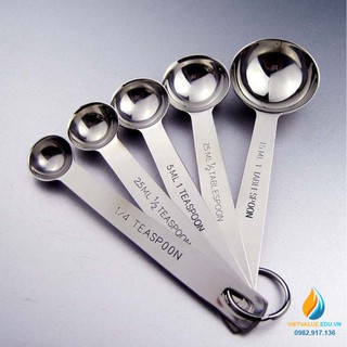 Bộ 5 muỗng inox 304 từ 1.5ml đến 15ml định lượng pha chế