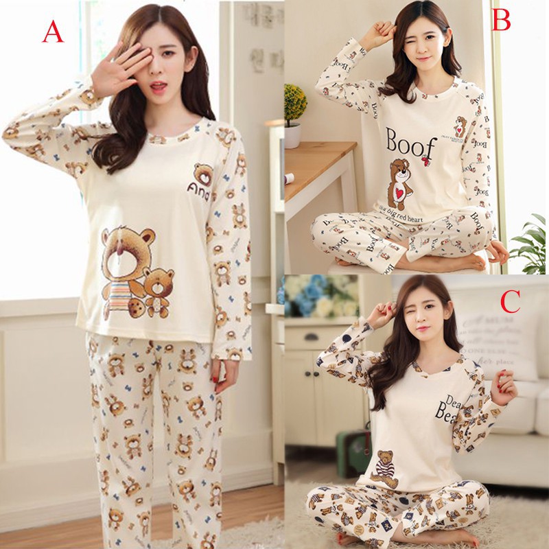 winners Women Sweet Cartoon Print Long Sleeves Pajama Sets Loose Sleepwear | BigBuy360 - bigbuy360.vn