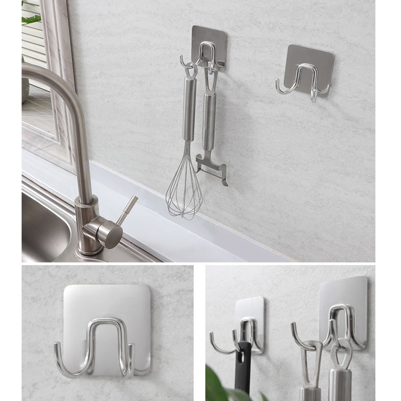 Móc Inox 304 Dán Tường Tự Dính Chống Thấm Nước Tiện Dụng Cho Nhà Bếp / Phòng Tắm