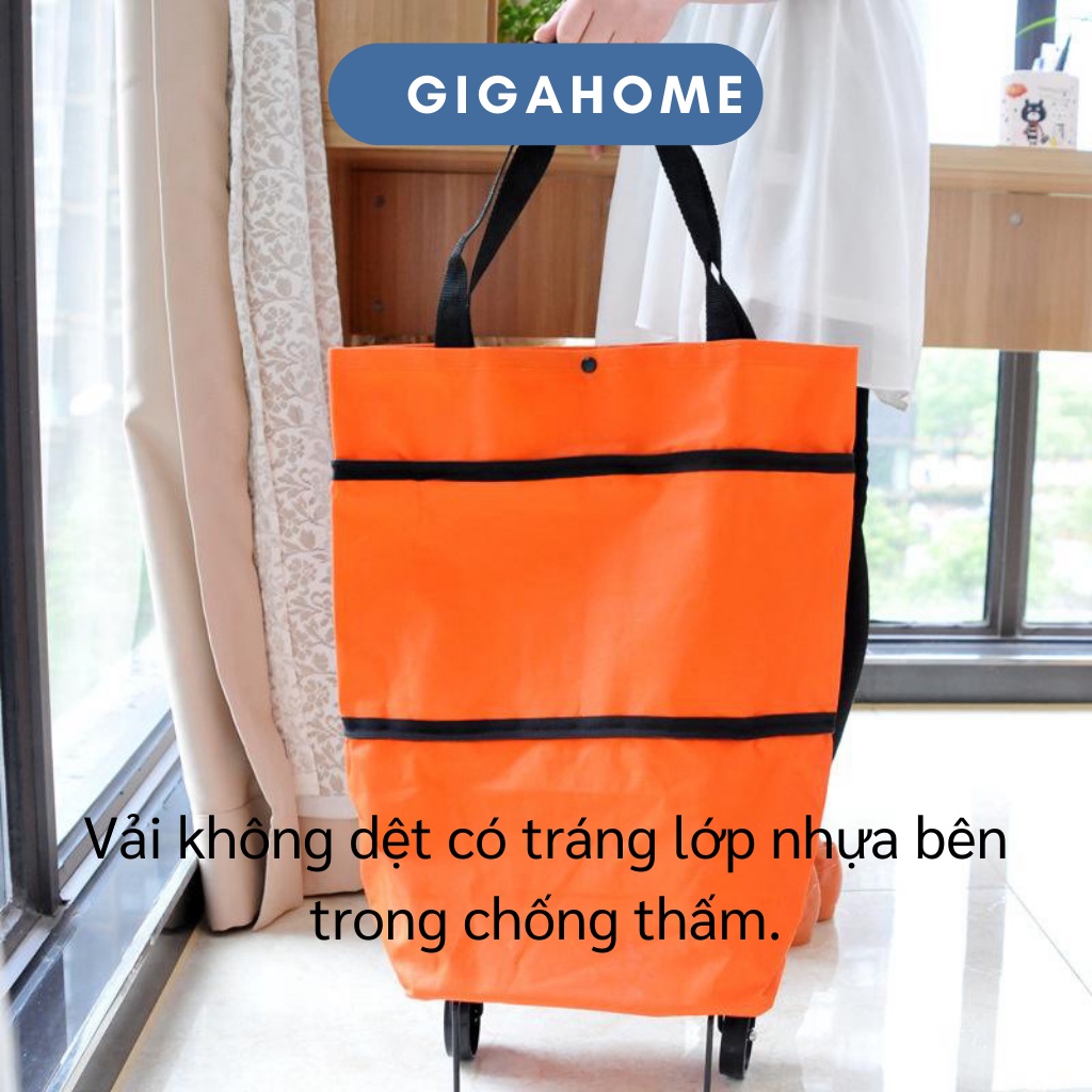 Xe Kéo Đi Chợ Dạng Túi Dài Có Bánh Xe GIGAHOME Chống Thấm Nước Tiện Lợi 4011