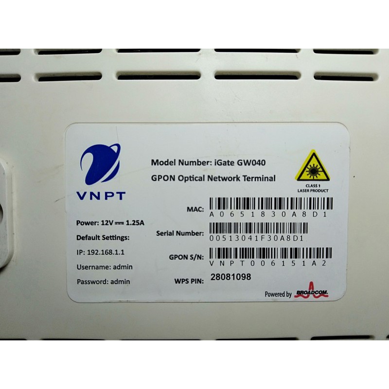 Modem Wifi Quang iGate GW040 Và GW040H - GPON 2 Râu, Hàng Chính Hãng V.N.P.T. (Cũ)