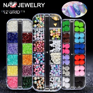 Hộp hạt đá/sequin/hạt hợp kim đính trang trí móng nghệ thuật