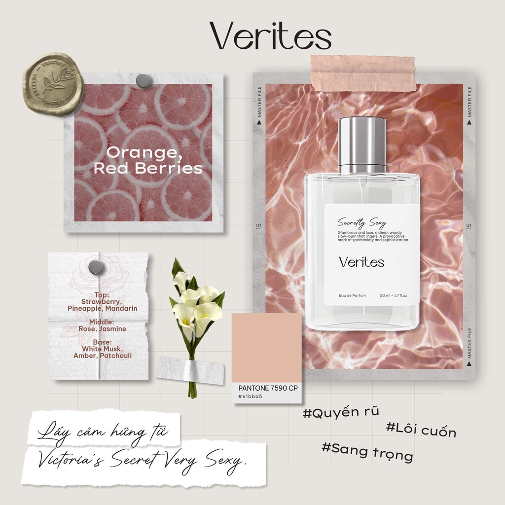 Nước hoa Nữ VERITES Secretly Sexy Lôi cuốn, Quyến rũ, Gợi cảm - Inspired by Victoria's Secret Very Sexy 50ml