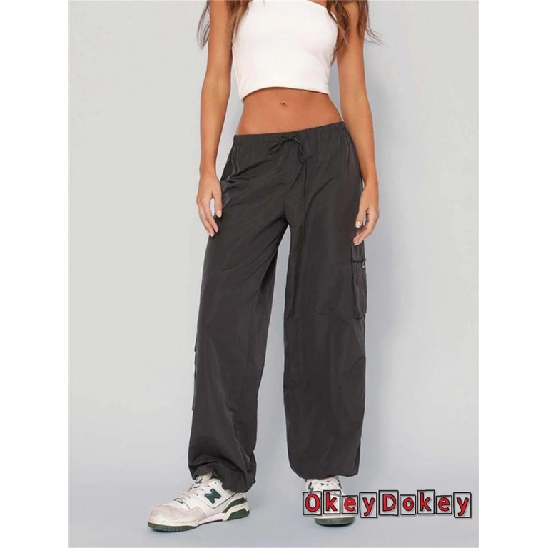 Quần Dài Ống Rộng Lưng Thun Dây Rút Màu Trơn Dành Cho Nữ