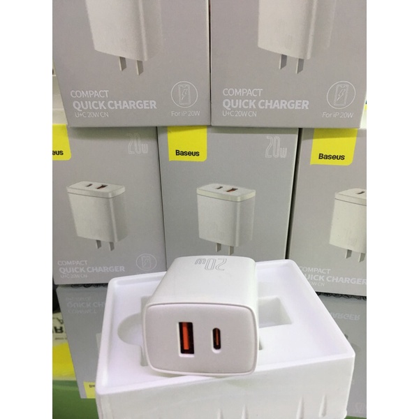 Củ Sạc Baseus 20W công nghệ PD hai cổng kết nối bảo hành 12 Tháng