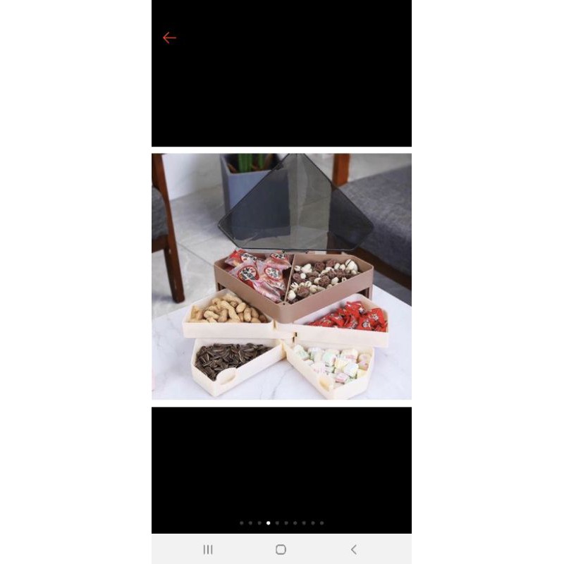 (Loại 1) khay mứt tết, khay đựng mứt kim cương 3 tầng 6 cánh