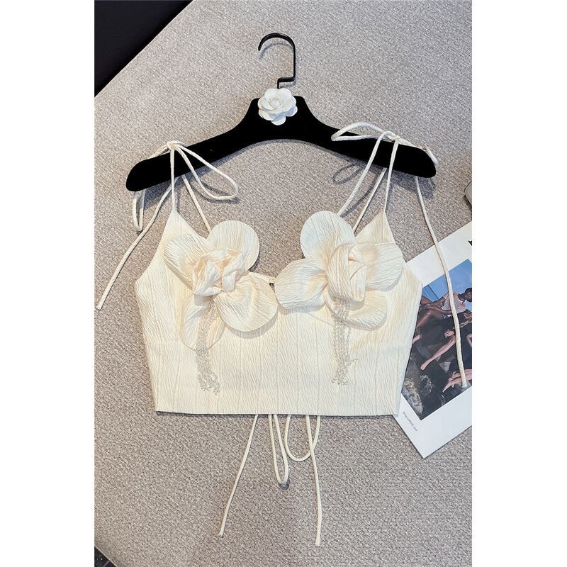 Jiashucheng Đầm Hai Dây Cột Dây Họa Tiết Hoa Phong Cách Retro Thời Trang Mùa Hè Quyến Rũ