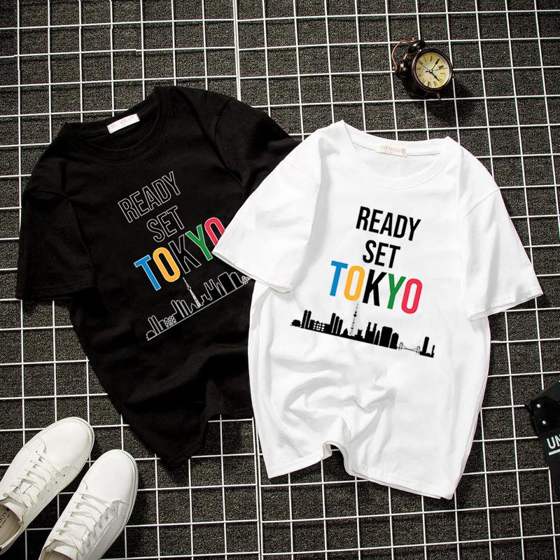 Áo thun unisex form rộng chữ kiểu ready set tokyo vải dày mịn 2019T2155
