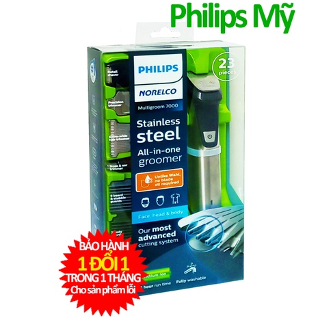 Tông đơ Philips Norelco Multigroom 7000 đa năng, giúp cạo râu và cắt tỉa râu, tóc, lông mày, lông mũi, cơ thể