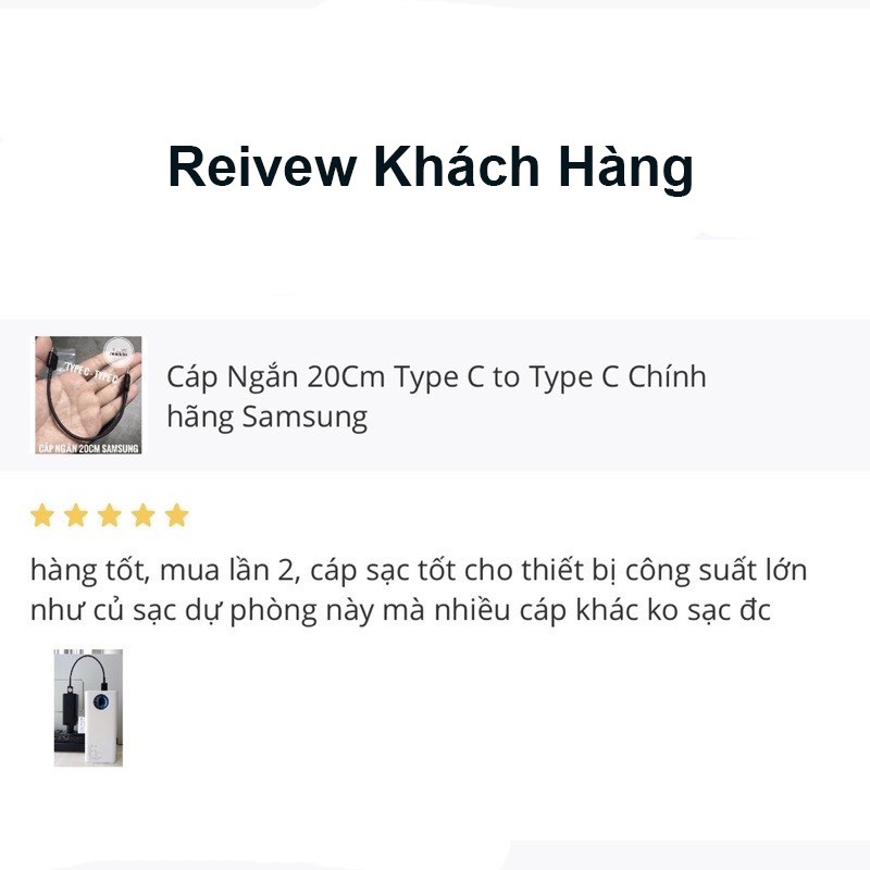 Cáp Ngắn 20Cm Type C to Type C Chính hãng Samsung