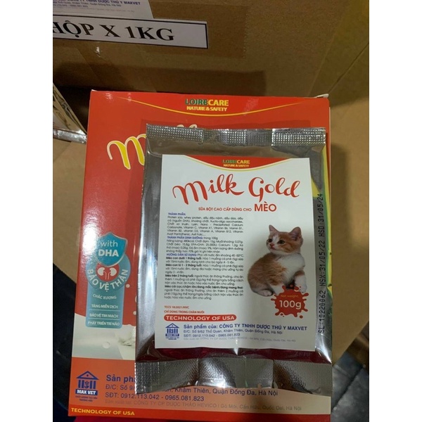 Sữa Dinh Dưỡng Cao Cấp Cho Chó Mèo MILK GOLD Gói 100g - BOMPET