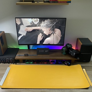 [2 MẶT_800x300] Lót Chuột Da Cỡ Lớn - Mousepad 2 Màu Black & Orange