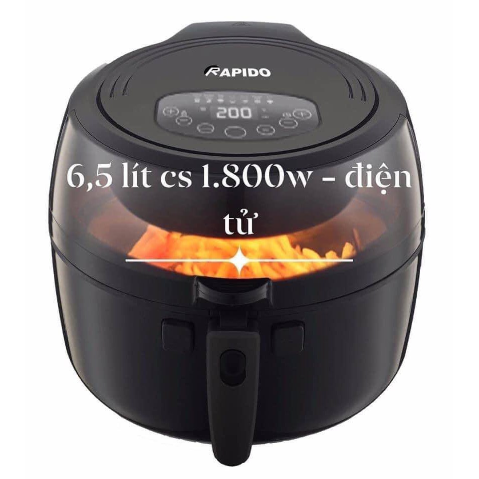 Nồi chiên không dầu điện tử RAPIDO model RAF-6.5D 1800W 6,5 lít - Bảo hành 1 năm chính hãng