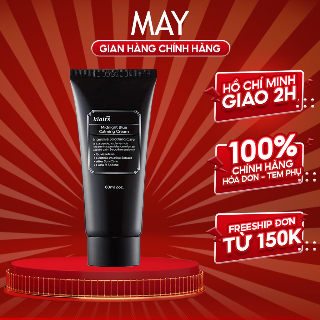 Kem Dưỡng Dear, Klairs Midnight Blue Calming Cream Phục Hồi Da Ban Đêm 60ml