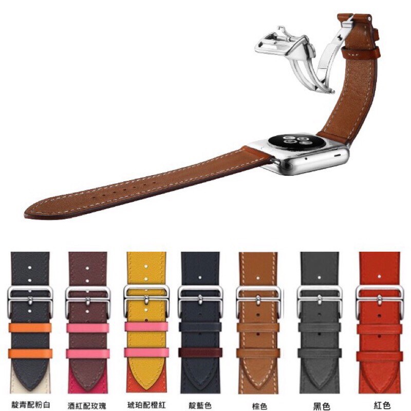 Hermès Dây đeo bằng da cho đồng hồ thông minh apple watch 5 4 3 2 1