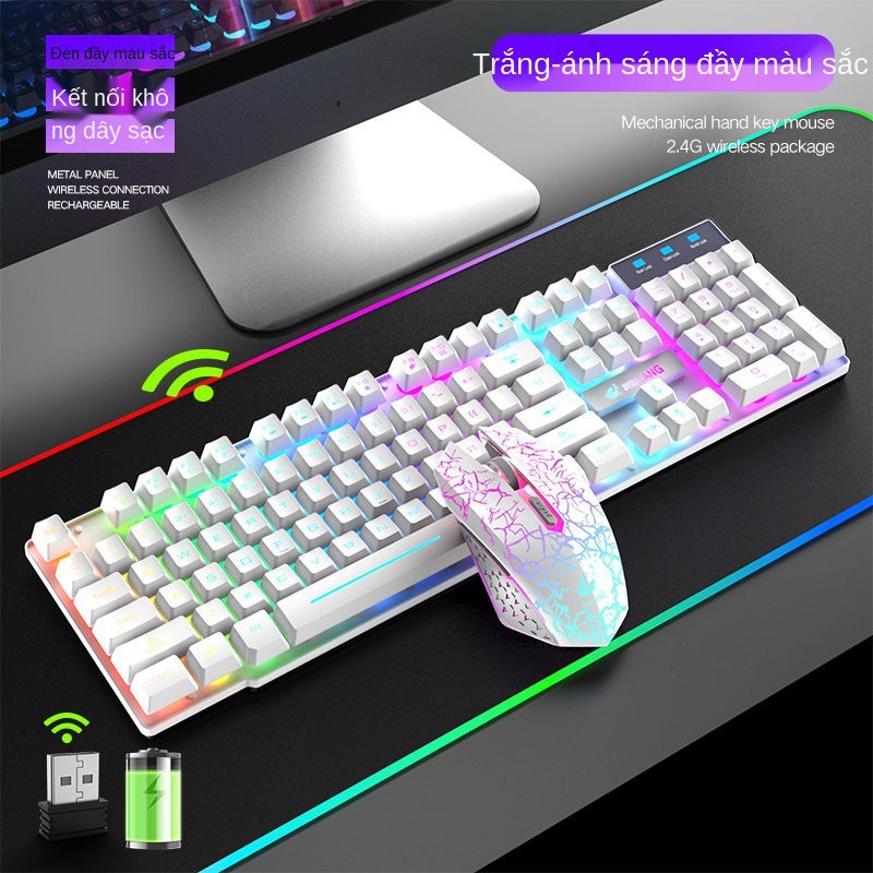 Bộ bàn phím chuột Gaming Latope chuột bàn phím máy tính giả cơ không dây Full Led T3