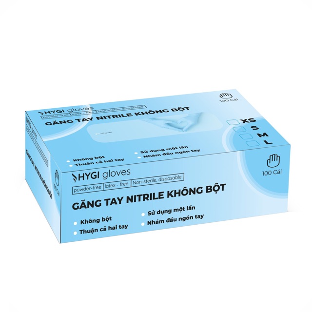 Găng tay Nitrile không bột size S, màu trắng