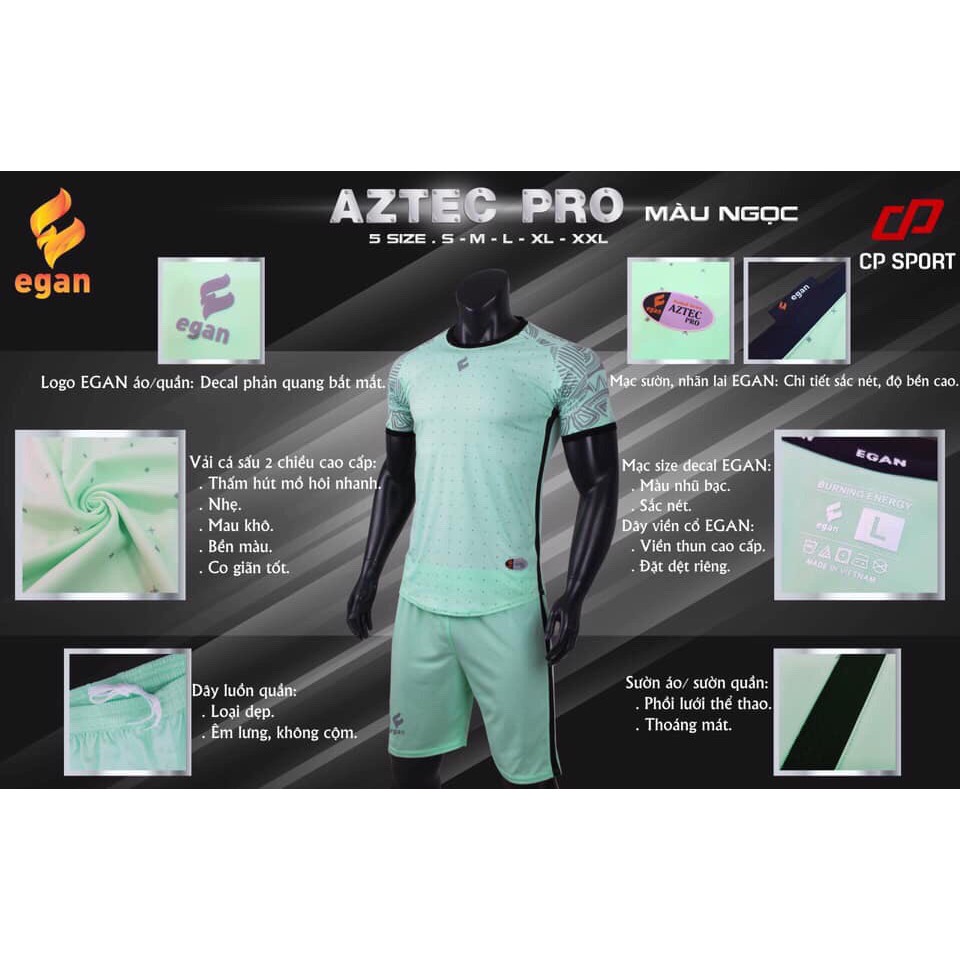 BỘ QUẦN ÁO ĐÁ BÓNG KHÔNG LOGO AZTECPRO EGAN CAO CẤP 2019