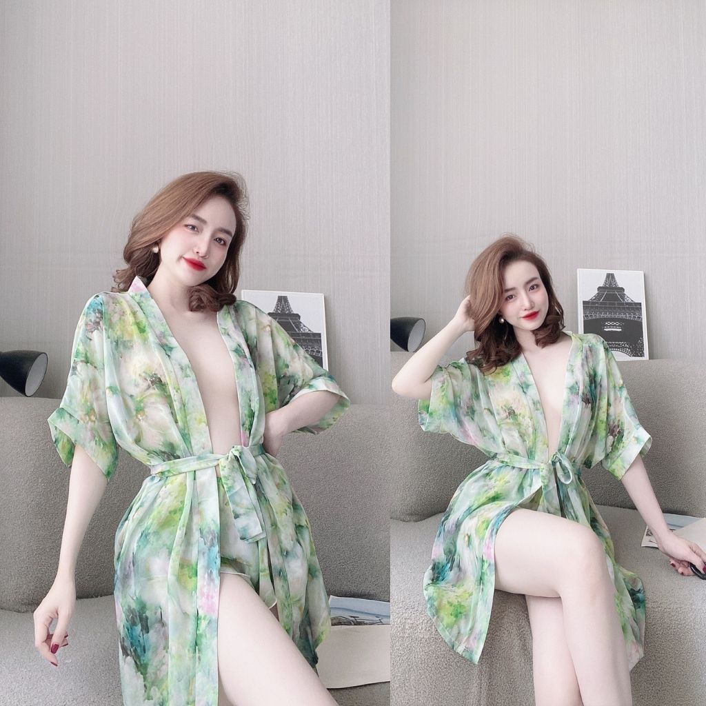 Áo Choàng Nữ Dạng Kimono - Váy Ngủ Nữ Dạng Áo Choàng Siêu Xinh Quyến Rũ Kèm Quần | BigBuy360 - bigbuy360.vn