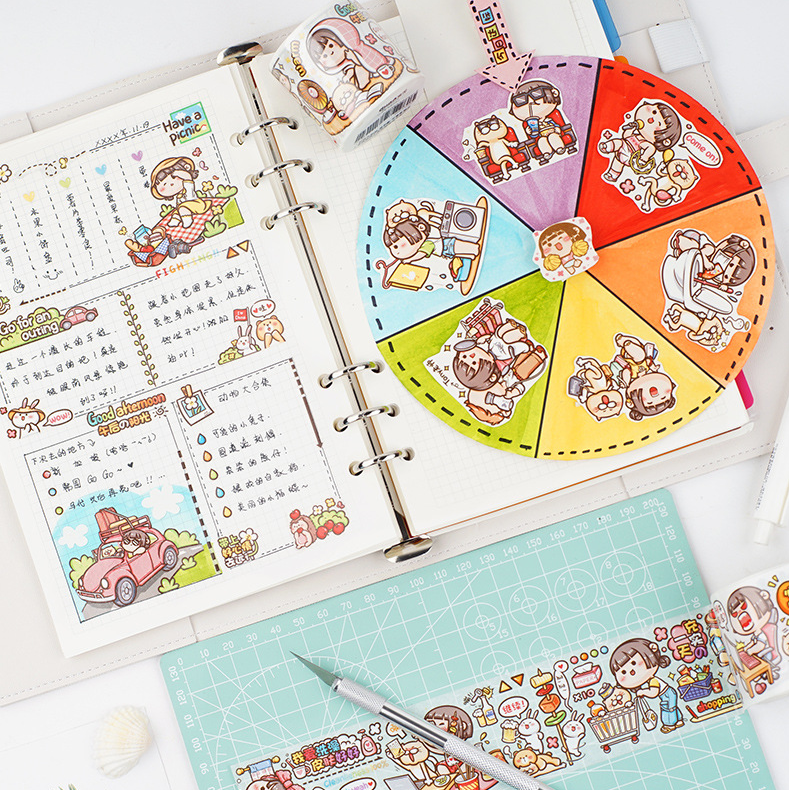 Mochi nhỏ Cuộn băng dính washi in hình nhân vật hoạt hình 20 kiểu thiết kế tươi tắn dễ thươngToàn bộ băng keo