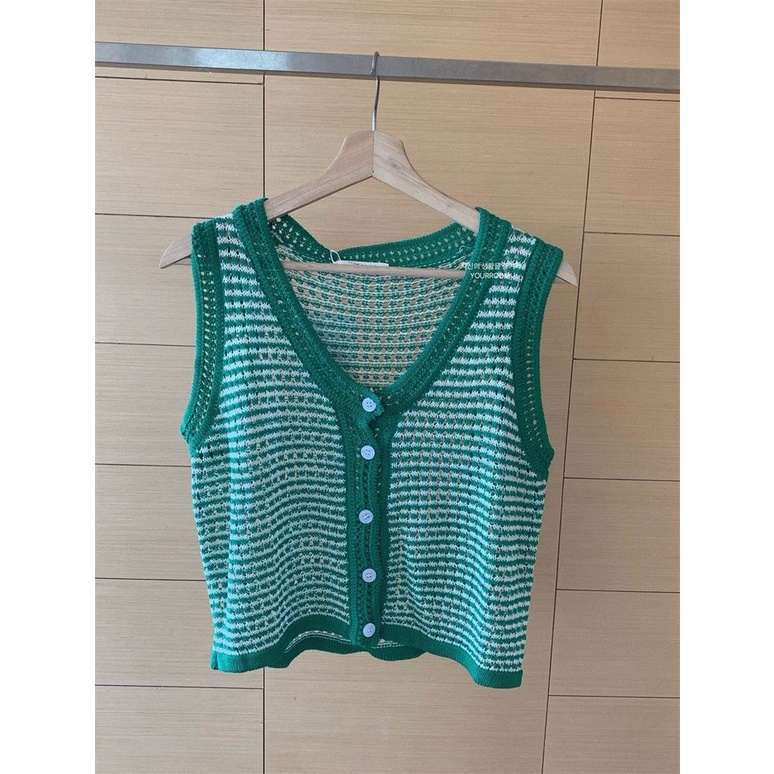 Áo Cardigan Không Tay Cổ Chữ V Màu Sắc Tương Phản Thời Trang Mùa Hè Cho Nữ