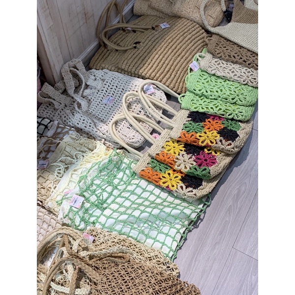 Giỏ Túi Cói Rơm Đan Bện Chặt Hình Hoa Siêu Xinh ABBB030