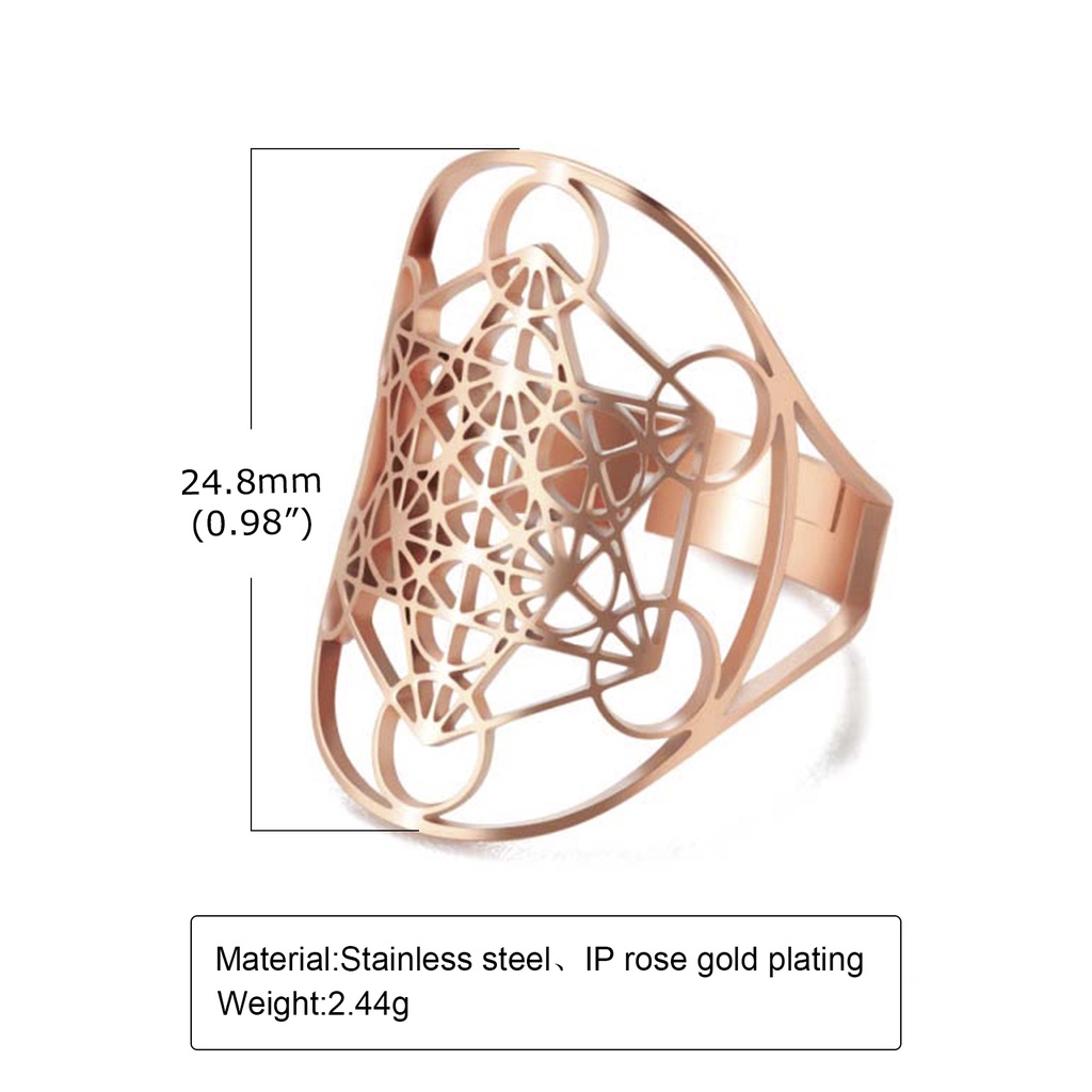 Nhẫn Đeo Tay Bằng Thép Không Gỉ Tông Màu Vàng Vnox Guardian Angel Metatron Cho Nữ