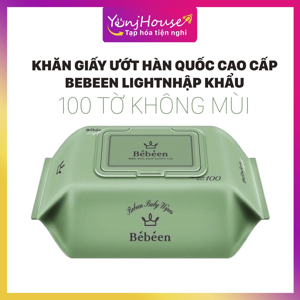 (CHÍNH HÃNG) KHĂN GIẤY ƯỚT HÀN QUỐC CAO CẤP BEBEEN LIGHT NHẬP KHẨU 100 TỜ KHÔNG MÙI – YENJHOUSE