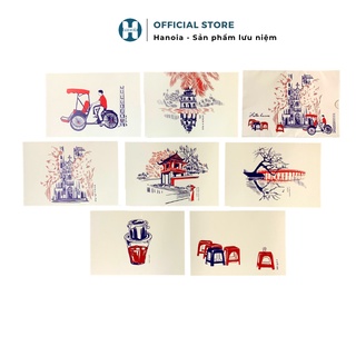 Bộ 7 bưu thiếp postcard hanoia chủ đề tản mạn hn o19pc0100000