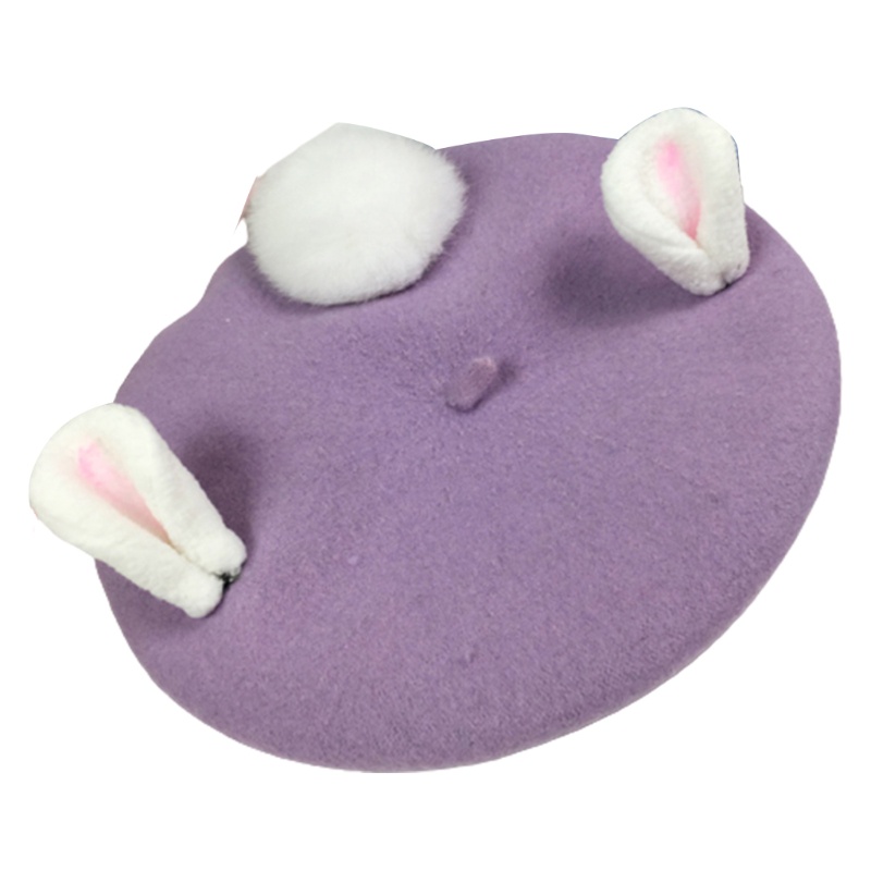 Mũ Beret Len Hình Tai Thỏ Nhỏ Dễ Thương Thời Trang Thu Đông Cho Nữ