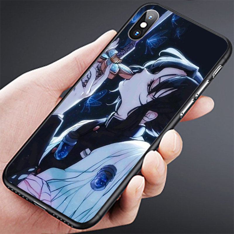 Ốp Lưng In Hình Cá Tính Cho iPhone 4 4S 5 5S SE 5C 6 6S 7 8 Plus X XS Max XR 220923 Ốp Điện Thoại Mềm Viền Đen Hình Kimetsu no Yaiba Demon Slayer Kochou Shinobu Cho Iphone