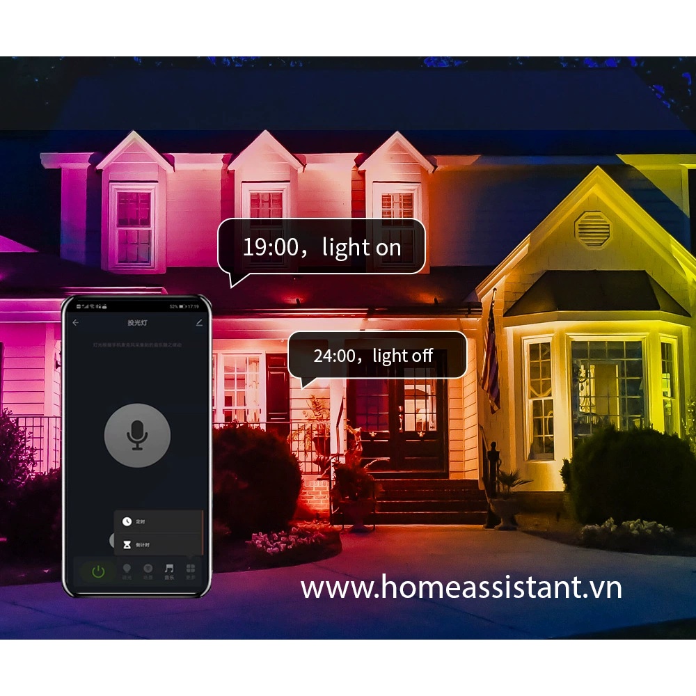 Đèn Pha LED Wifi Zigbee Tuya Đổi Màu RGB 100W HUE03  Hass Smart Life