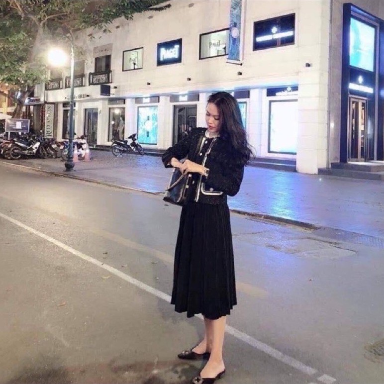 Chân Váy Dập Ly Dài Cạp Chun Dáng Xoè Nhẹ Siêu Xinh, Chân Váy Nữ Hàng Hot Trend Sang Trọng