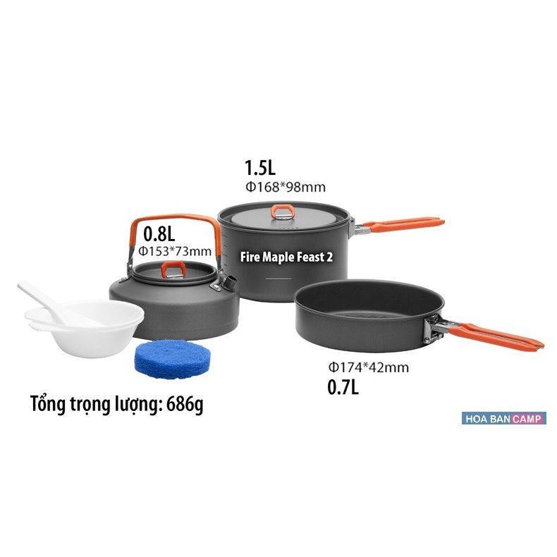 Bộ Nồi Dã Ngoại 3 Chiếc | Fire Maple Feast 2