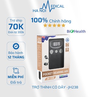 MÁY TRỢ THÍNH Bỏ túi có dây Biohealth JH-238 - Máy điếc, Tai nghe trợ thính cho người già CHÍNH HÃNG BẢO HÀNH 1 NĂM -