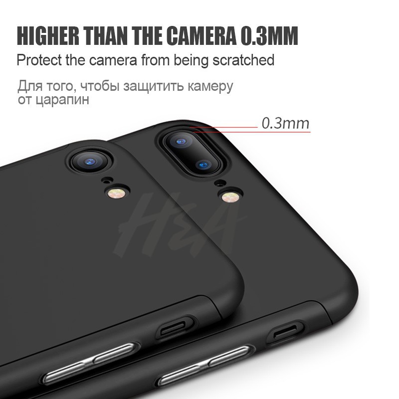 Fashion 360 Full Cover Phone Case For iPhone X XS 7 6 6s 8 Plus PC Protective Cover For iPhone 12Mini XR 11 12 Pro XS Max Case With Glass