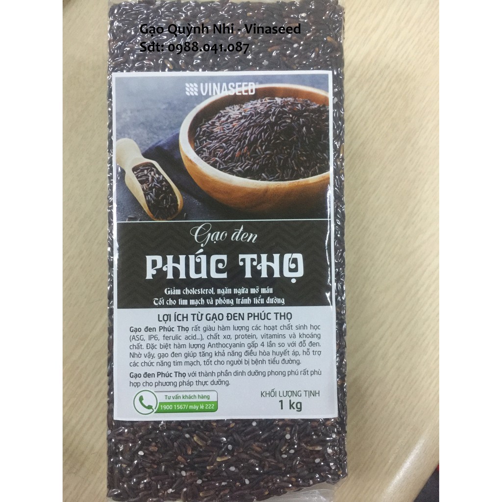 Gạo lứt đen Phúc Thọ - Vinaseed (1kg - Không hộp)