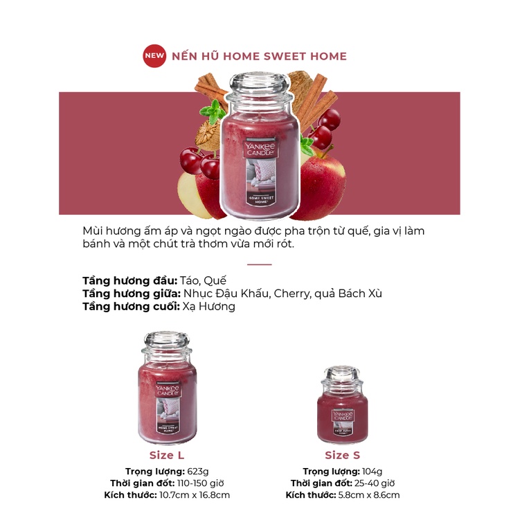 Nến hũ Yankee Candle size S - Home Sweet Home (104g)