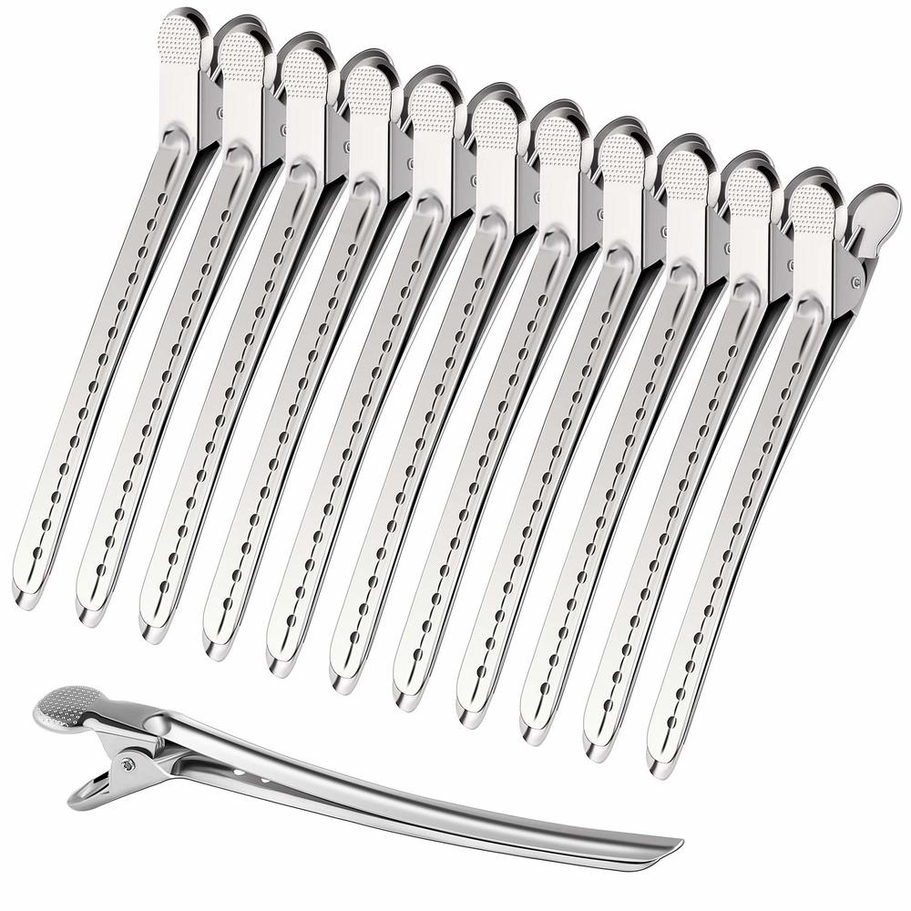 Bộ 2 Kẹp Tóc Da Vịt Bằng Kim Loại Chống Gỉ Có Lỗ Uốn Xoăn