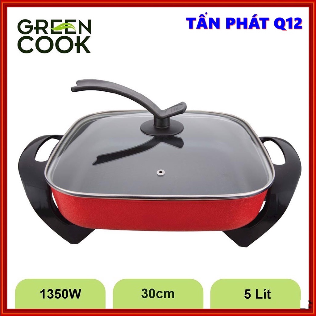 NỒI LẨU, NƯỚNG ĐIỆN ĐA NĂNG GREEN COOK 5 LÍT 30CM