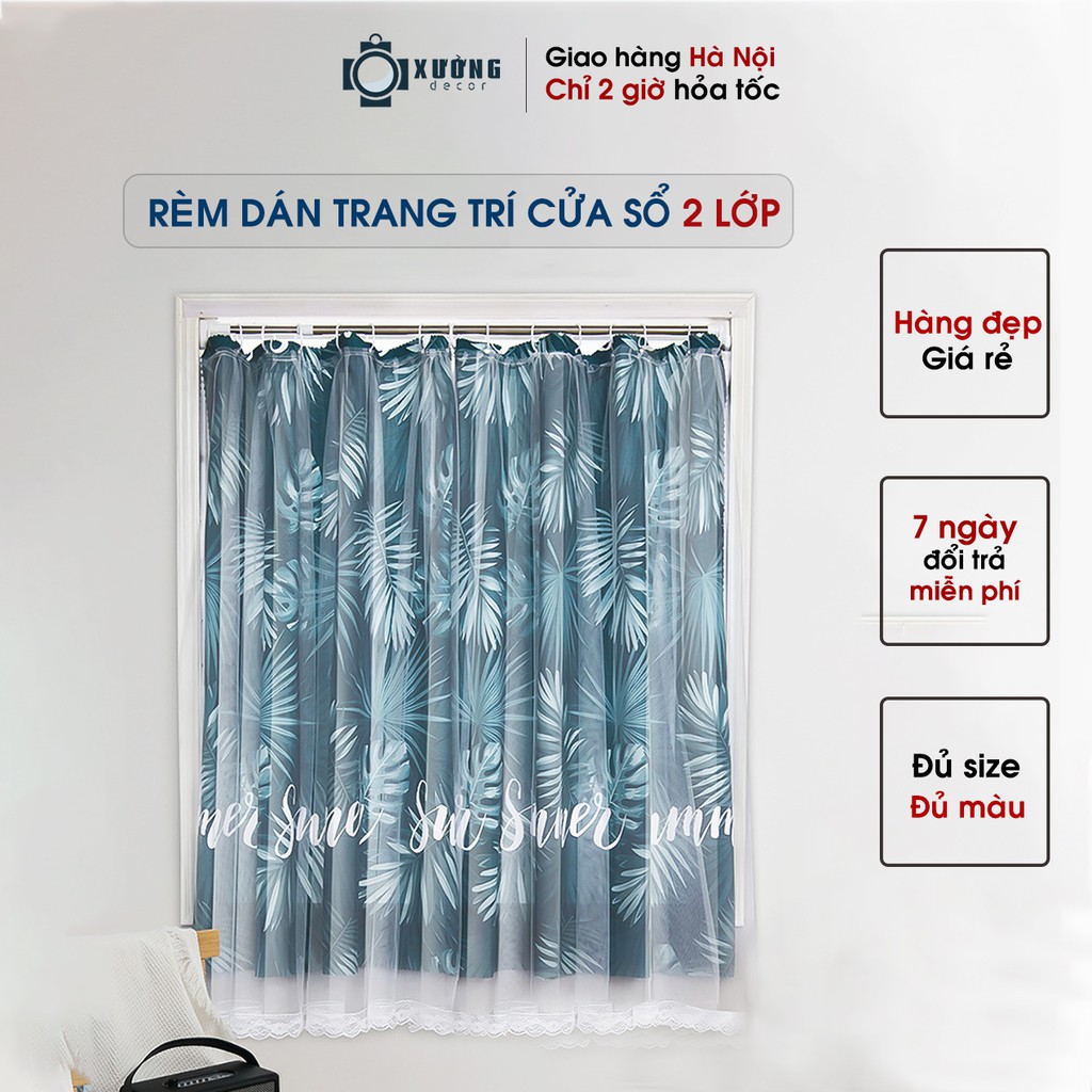 Rèm dán cửa tường chống nắng, rèm cửa họa tiết dán trang trí cửa sổ - phòng khách dễ dàng lắp đặt không khoan đục