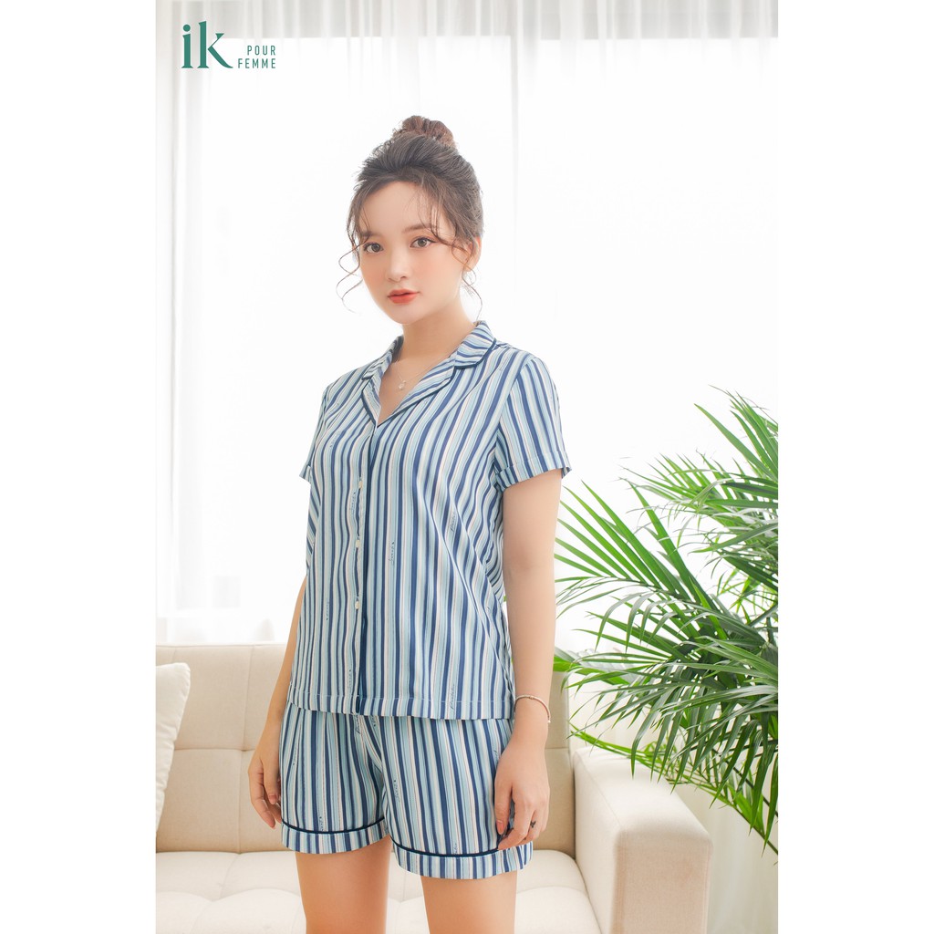 Bộ mặc nhà IK Pijama  áo cộc tay quần short lụa 0071 Giá 415.000đ