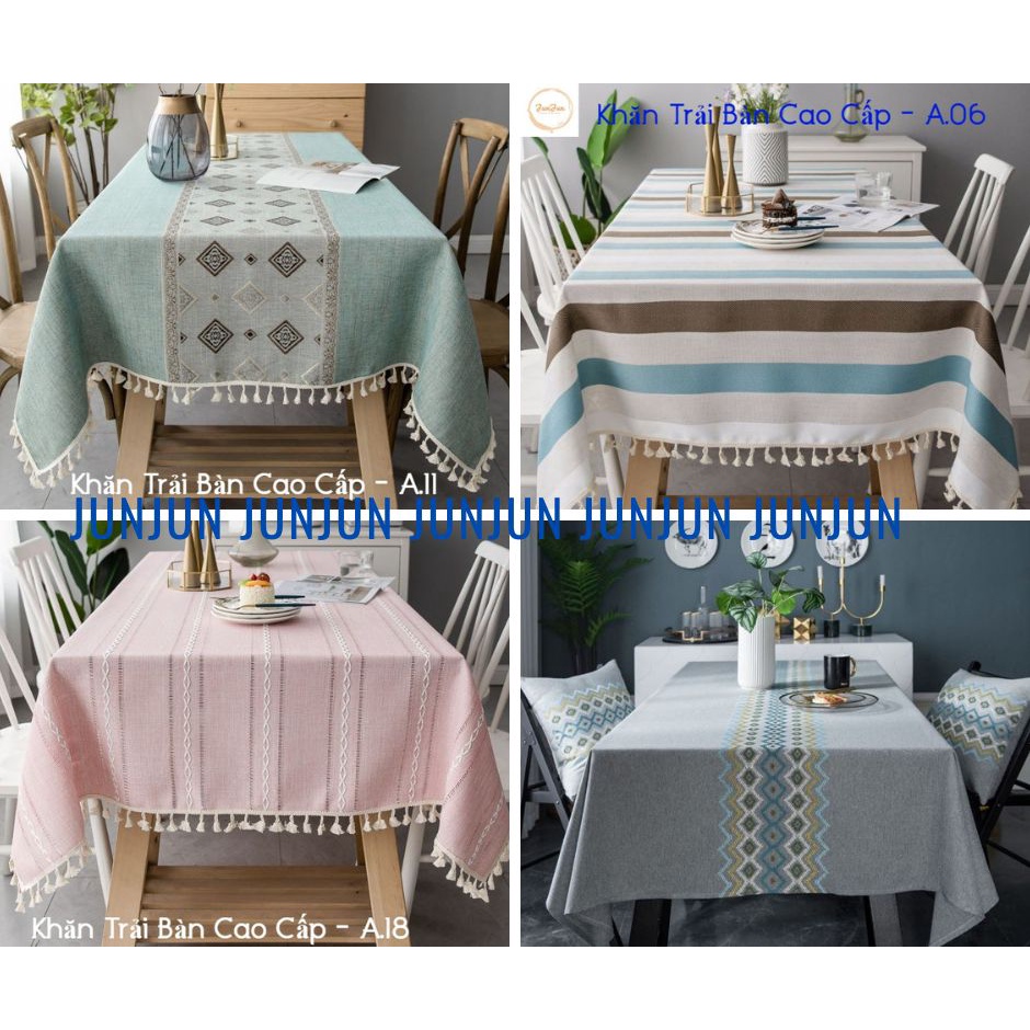 [SALES SỐC] (2)TH Khăn trải bàn Cao Cấp hình vuông/chữ nhật chất liệu 100% Cotton Organic Phong cách Bắc Âu